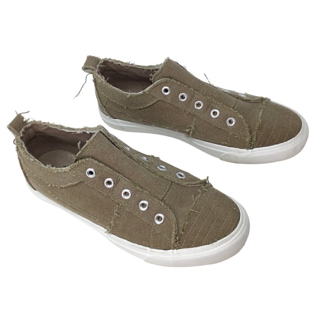 Corkys Babalu Sneakers Canvas Tan Brown Slip On Comfort Size 8 Casual Fashion